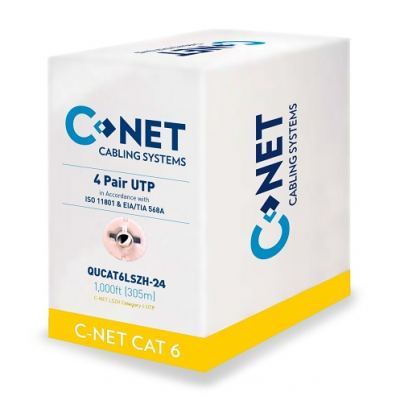 CNET CAT6 UTP COPPER CABLE 24 AWG LSZH 305M BOX